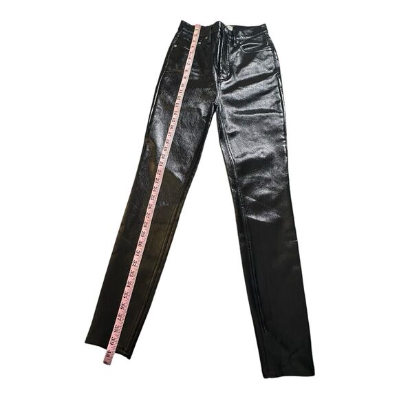 Free People Phoenix Coated Skinny Button Pants Jeans Liquid Black 24R - Picture 6 of 16